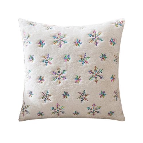 1PC LOZUJOJU Christmas Snowflake Pattern Pillowcase Embroidered Sequin Cushion Cover for Sofa Living Room Bedroom Home Decor