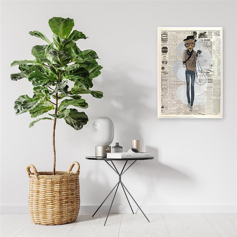 Canvas Print Leopard Hipster Newspaper