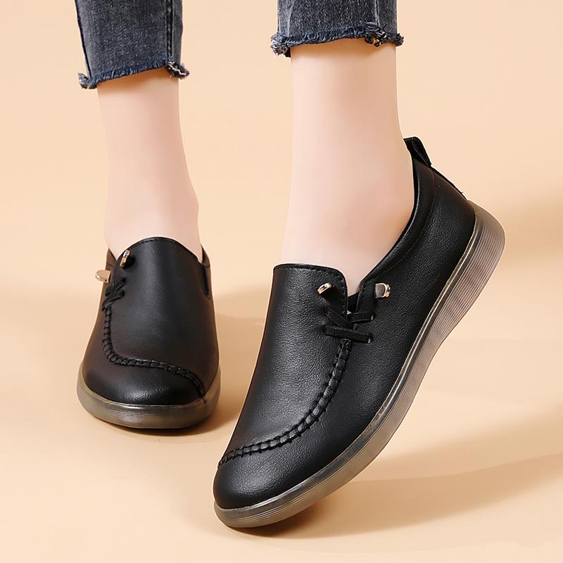 Fashion Shoes for Women Moccasins Flats Woman Loafers Genuine Leather Female Shoes Slip On Ballet Nurse Women's Shoes Plus Size 2025