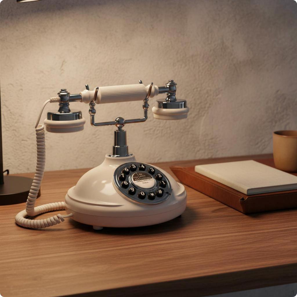Antique Telephone Decorative Design Retro Desk Phone Shiny Finish Corded for Home Office,