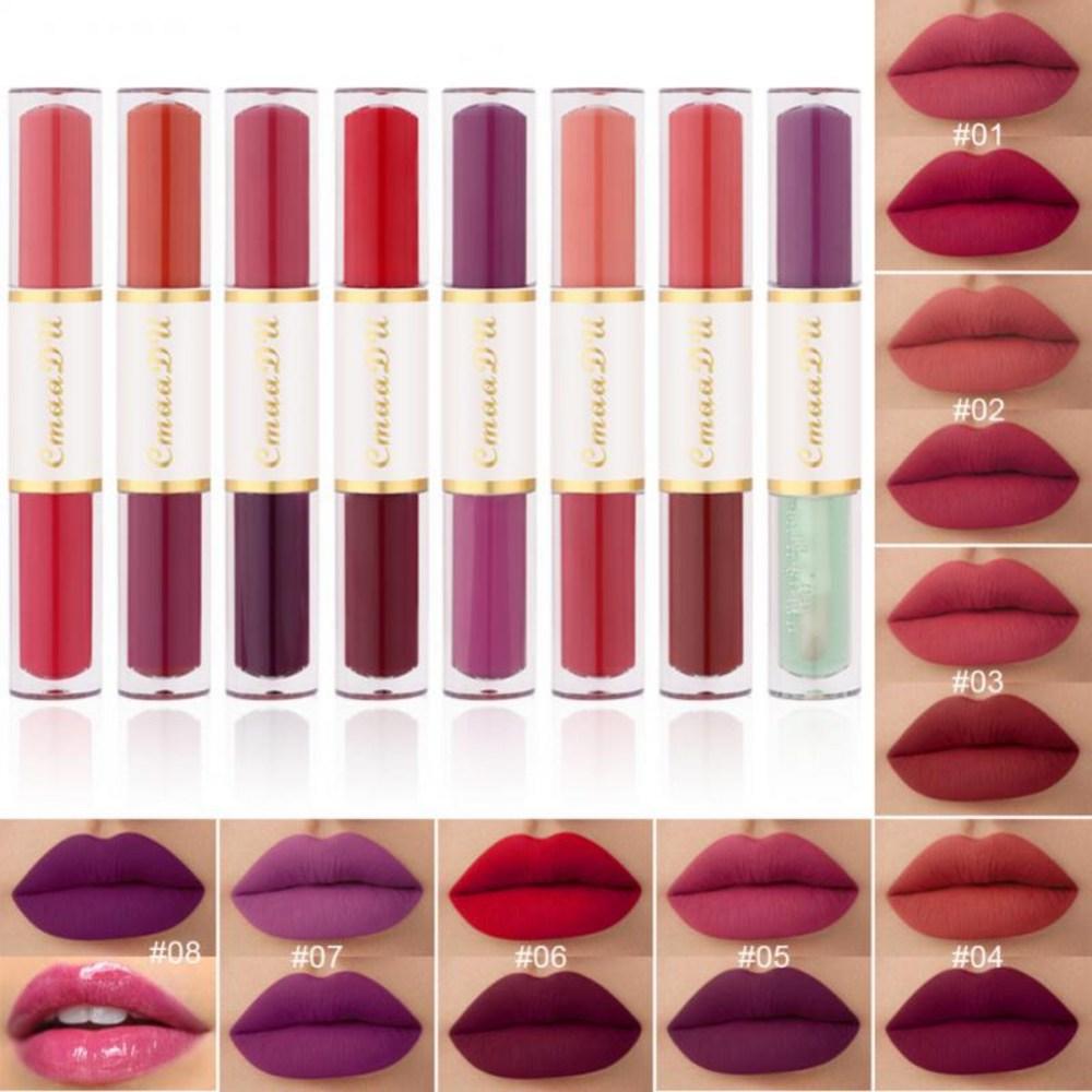 Women's Lipstick Matte Waterproof Lip Gloss Women Makeup Lip Glaze Non-stick Cup Double Head Beauty Products Tint 1 4 Pieces, Style C, 4 Pieces