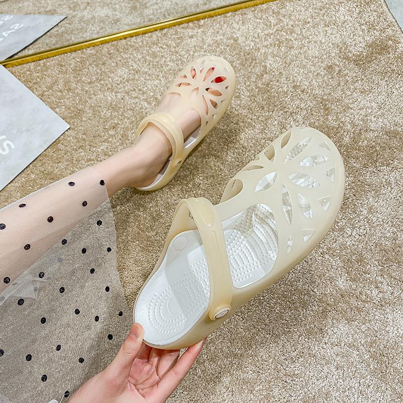 Saboți de plajă pentru grădinărit pentru femei, papuci de vară, pantofi cu găuri de jeleu, pentru asistentă, sandale anti-alunecare, cu vârf închis, saboți cu pană, pantofi de grădină, tobogane confortabile