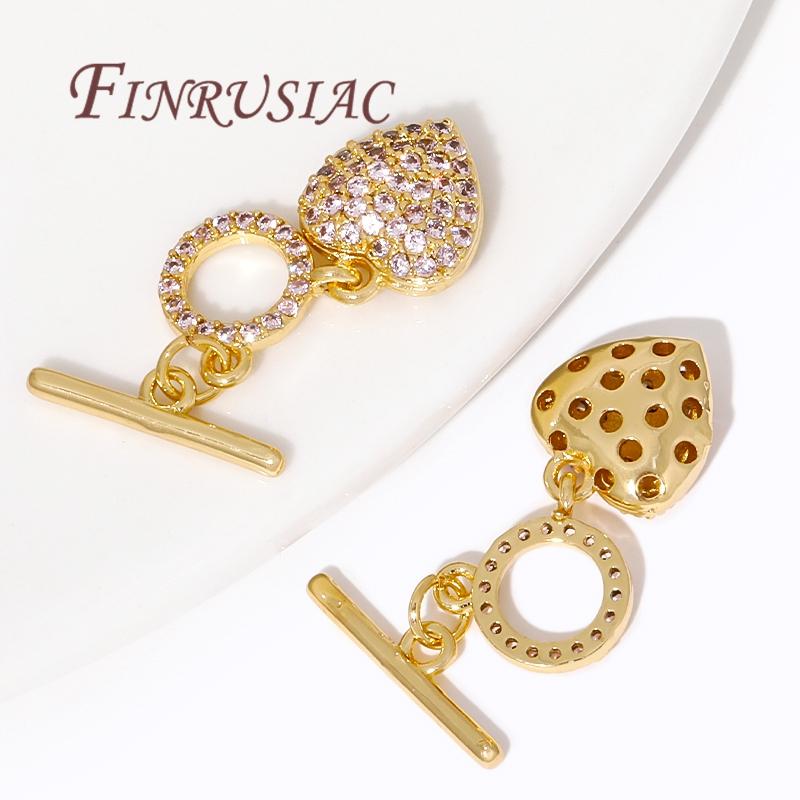 18K Gold Plated Brass with Zircon End Clasps Connectors For Jewelry OT Toggle Clasp For Necklace,DIY Bracelets Accessories