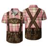 Men’s Short Sleeve Button Down Shirt with Vintage Festival Print Relaxed Fit Casual Party and Everyday Wear Top