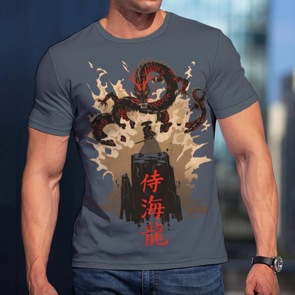 Fashion 3D Samurai Mask Print T Shirt For Men Japan Ghost Warrior Harajuku Streetwear Hip Hop Trend O-neck Tops Summer Loose Tee