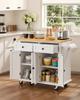 VEVOR Kitchen Island Cart with Solid Wood Top, 90 cm Width Mobile Carts with Storage Cabinet, Rolling Kitchen Table with Spice Rack, Towel Rack