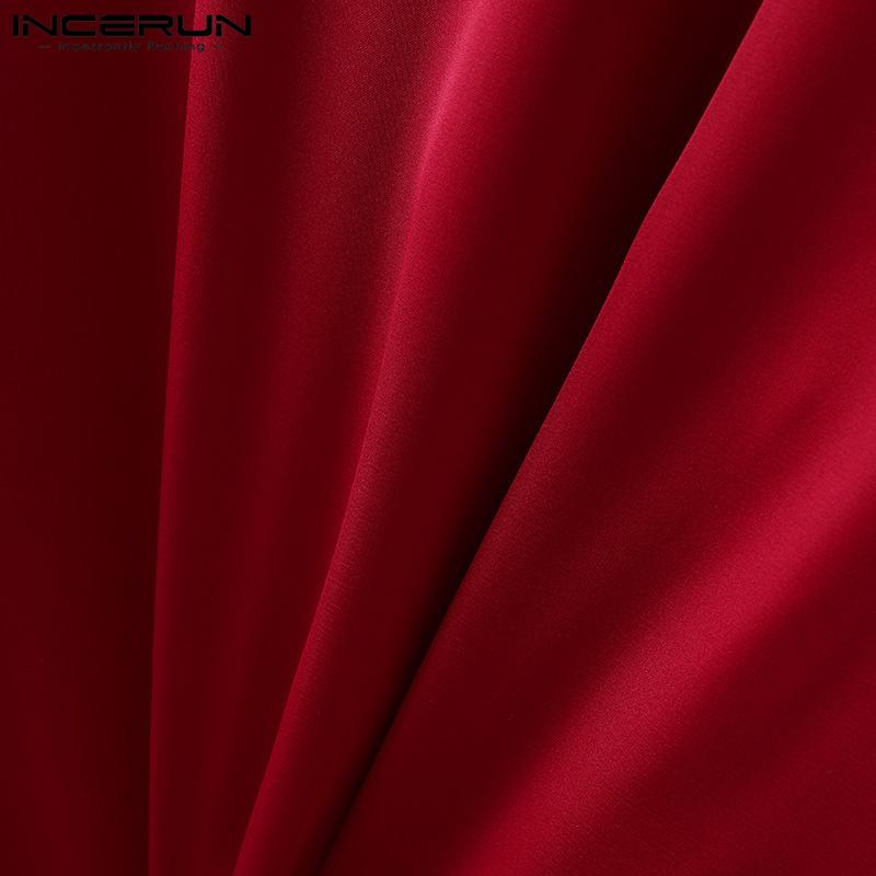 INCERUN Men Long Sleeve Bandage V Neck Front Cross Layer Shirts Tops