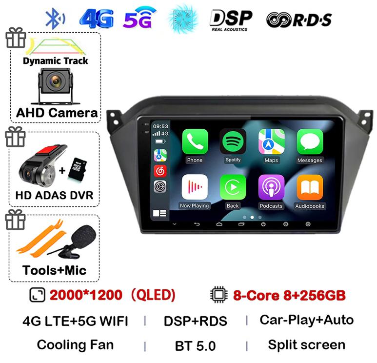 Android 14 Wireless Carplay Auto WIFI+4G For JAC S2 t40 2015 2016 2017 2018 Car Radio Video Player GPS Multimedia Stereo Audio
