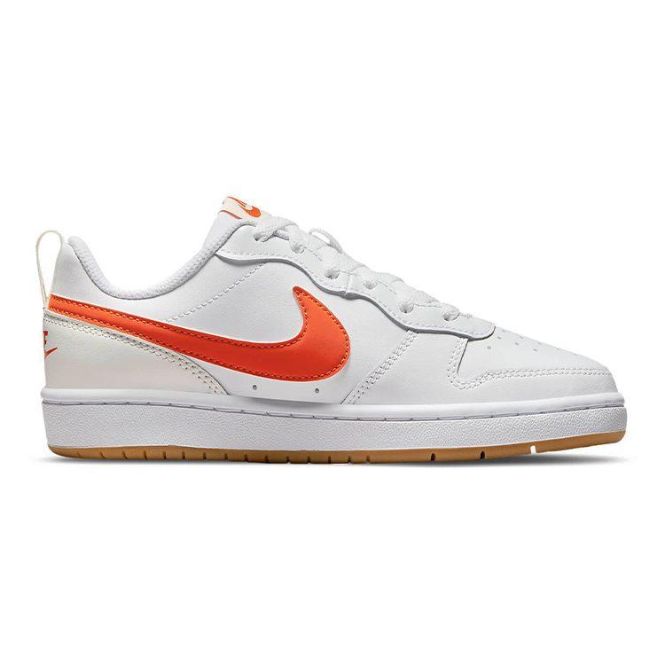 Nike Court Borough 2 Low 2 Slip Resistant Lightweight Cushioning Low top Kids' Skateboarding Shoes White Orange BQ5448-114