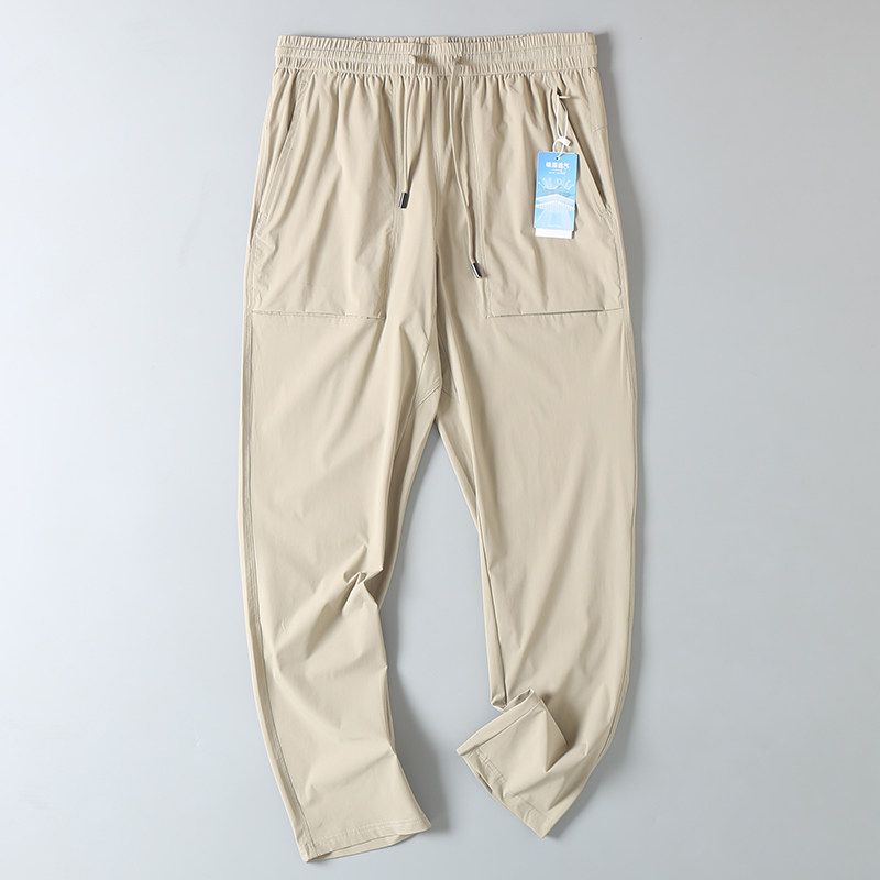 Original Foreign Trade Surplus Outdoor Summer Thin Sports Casual Quick-Dry Pants for Men, Elastic Cooling Ice Silk Straight-Leg Long Pants