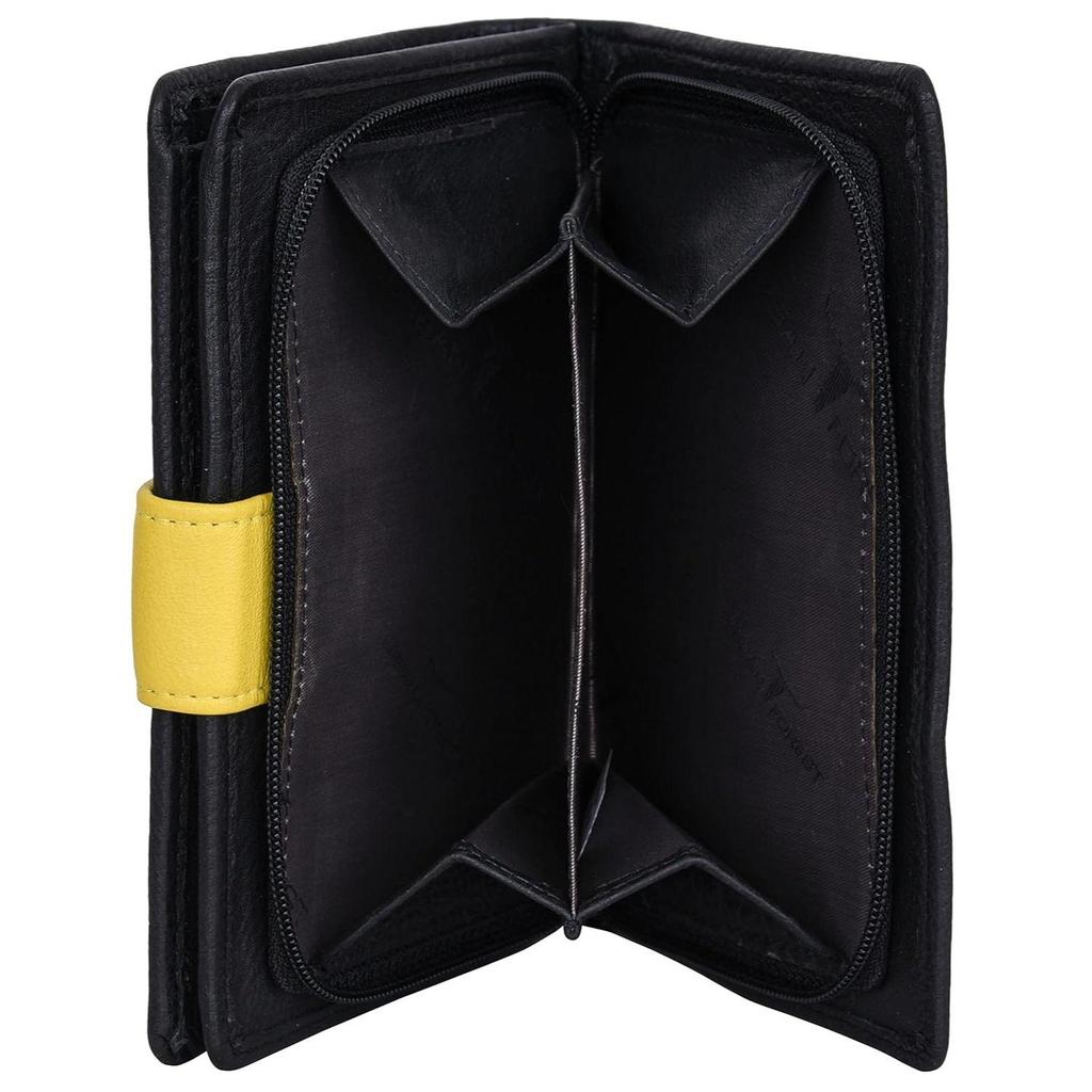 Arya Black/Yellow Leather Wallet for Women