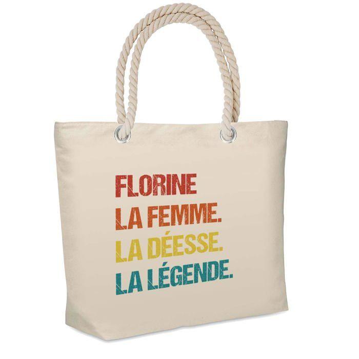 Sac de plage - PLANETEE - Florine Déesse Légende Vintage - Coton - Imprimé en France - Grande contenance