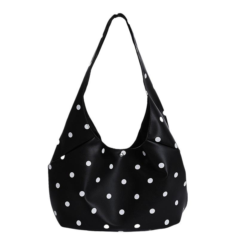 Japanese Polka Dot Large Capacity Tote Bag for Women 2026 New Versatile Commuter Underarm Bags Casual Red One Shoulder Handbag