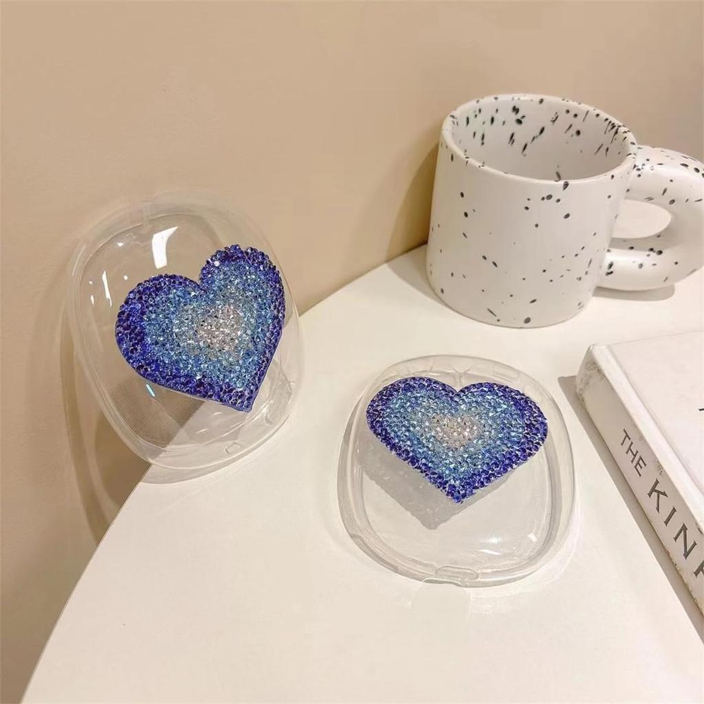 Cute Love Heart Luxurious Design Case for AirPods Max Headphones,Clear Crystal Glitter Shining Bling Diamonds Cover for AirPods Max Gift for Women