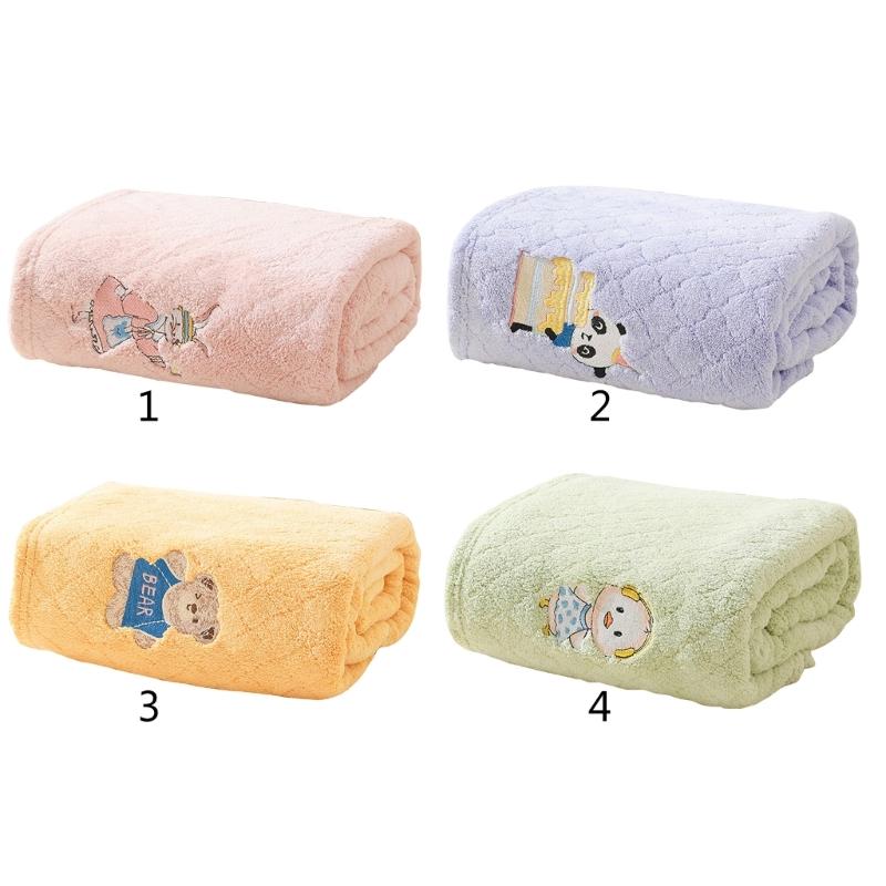 Portable Baby Bath Towel with Cartoon Embroidery Versatile Washcloth Portable Newborn Washcloth for Bathing & Relaxing