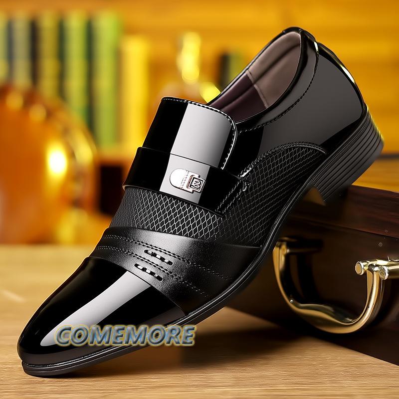 Men's Patent Leather PU Casual Loafers Business Dress Shoes All-Match Luxury Designer Wedding Shoes Spring Autumn Large Size 48