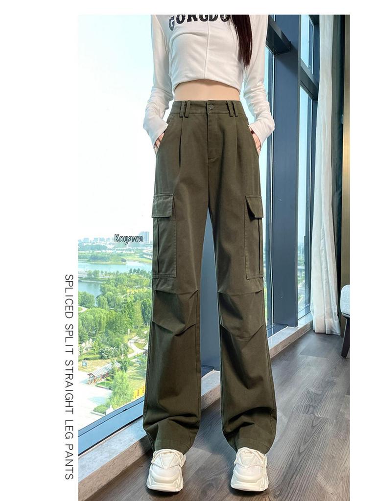 Women's High Waist Cargo Pants - Straight & Wide Leg Options for Spring/Autumn Climbing and Sports.