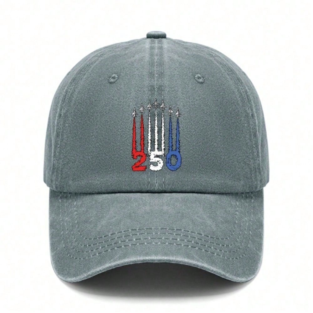 [Patriotic Baseball Cap] 250Th Anniversary Jet Formation Print Polyester Adjustable Hat Lightweight Curved Brim Casual Outdoor Sports - Dad Hat,
