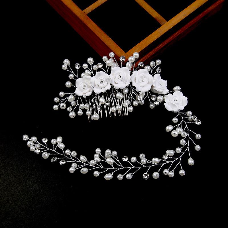 1Pcs Hair Accessories Made Hair Color Pearl Wedding Hair Combs For Bridal Flower Headpiece Women Hair Ornaments Jewelry