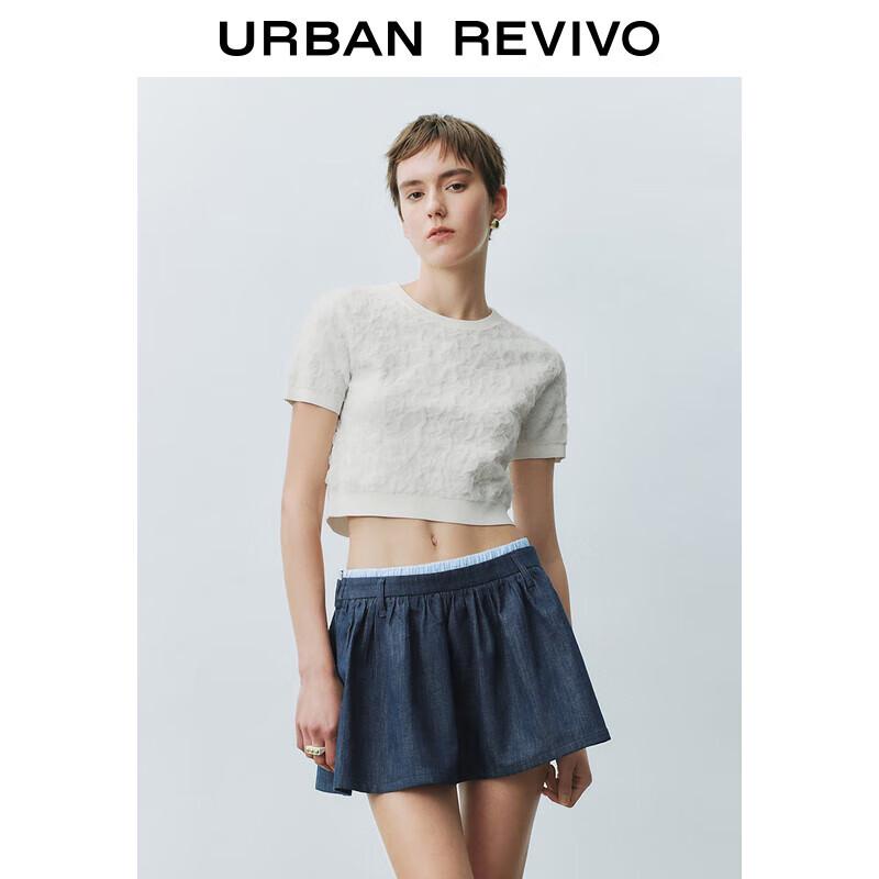 UR Women s Floral Textured Short Sleeve Knit Top XS