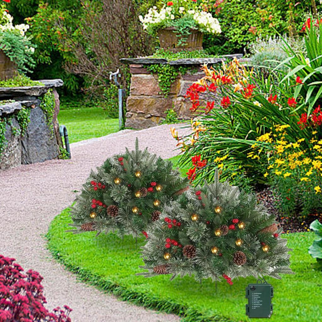 40cm Half-round Mushroom Grounded Garden Christmas Tree Decorations Outdoor Light Up Planter Filler With Tripod Stake