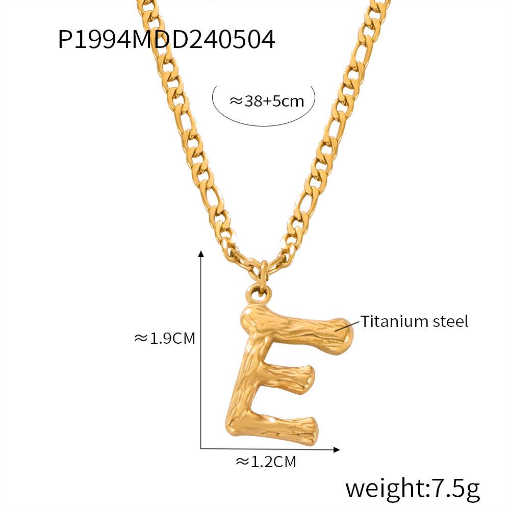 Simple Light Luxury Titanium Steel 26 Letter Necklace Niche Non-Fading Necklace Gold Tree Pattern Jewelry