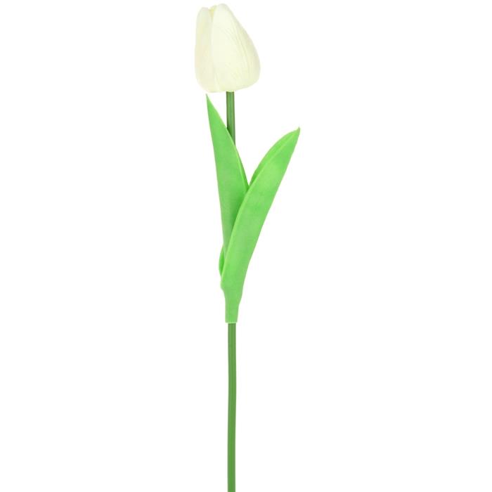 Silicone Tulips Artificial Flowers 34 Cm Decorative Plants for Vase 5 Pcs - Cream