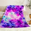 Unique Gradient Starry Sky Flannel Throw Blanket Dreamy Rainbow Color Soft Warm Artistic Quilting Craftsmanship for Home
