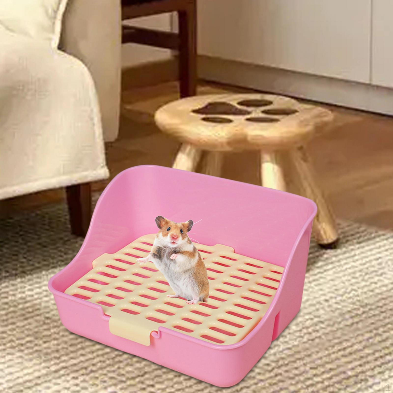 

Туалетный лоток, прочный, антиразбрызгивающий унитаз, уголок для обучения горшку для хомяка, морской свинки розовый