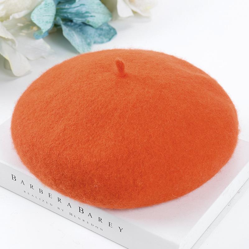 New Women's Wool Felt Beret: Autumn/Winter Warm Painter Pumpkin Hat.