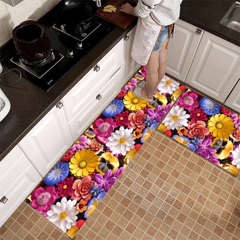 Kitchen Rugs Print Non-Slip Thick Cushioned Kitchen Mat Comfort Standing Mat for Kitchen