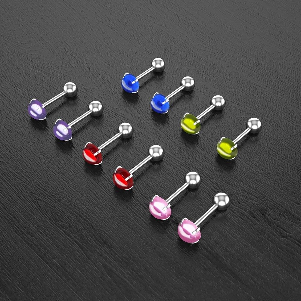 1 pz Zircone Cubico Cristallo Colorato Labret Monroe Anello per Labbro Borchie Acciaio Pietra 16g Borchia per Naso Cartilagine Elica Trago Piercing Orecchino