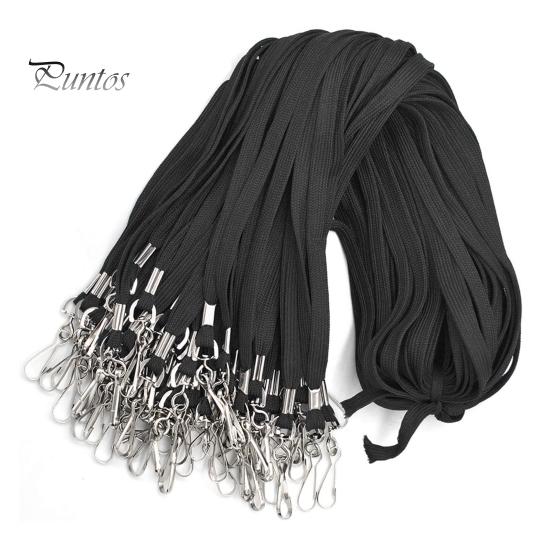 

100 шт. хлопковых шнурков, держателей для бейджей с именем, удобных шейных ремней с зажимами для офиса и школы, вращающийся крючок чёрный