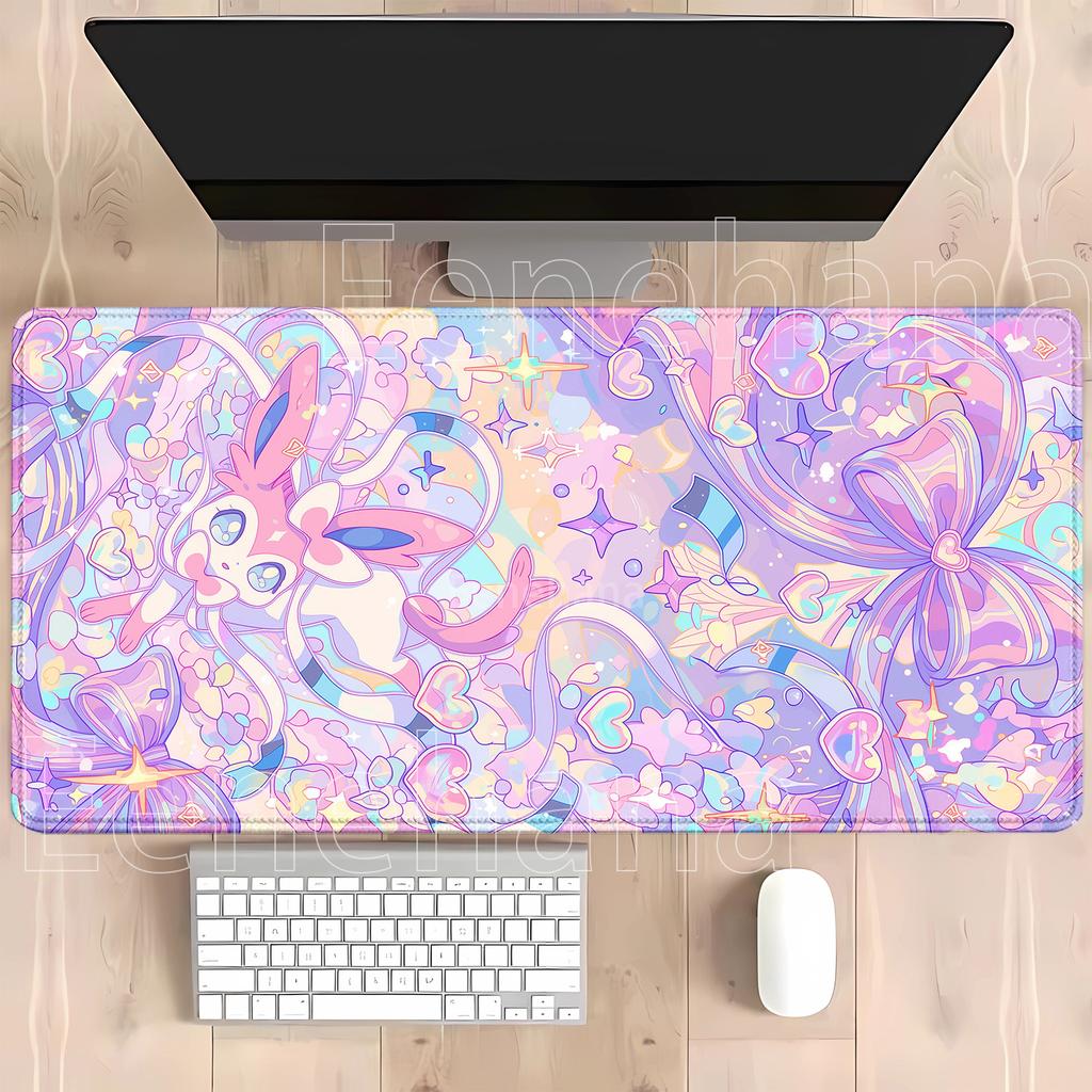 Mouse Pad Eevee Gaming Anime Hd Printing Kawaii Pc NonSlip Base Keyboard Overlock Office Mousepad Overlock Xxl Desk Mat