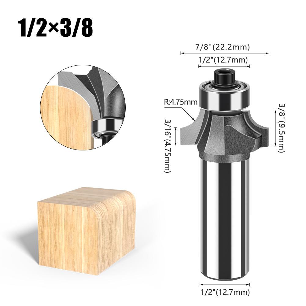 1/2 Handle Fillet Cutter Chamfering Milling Cutter, Commonly Used Fillet Cutter Preferably Tungsten Steel Alloy Fillet Cutter Trimming Machine Tool