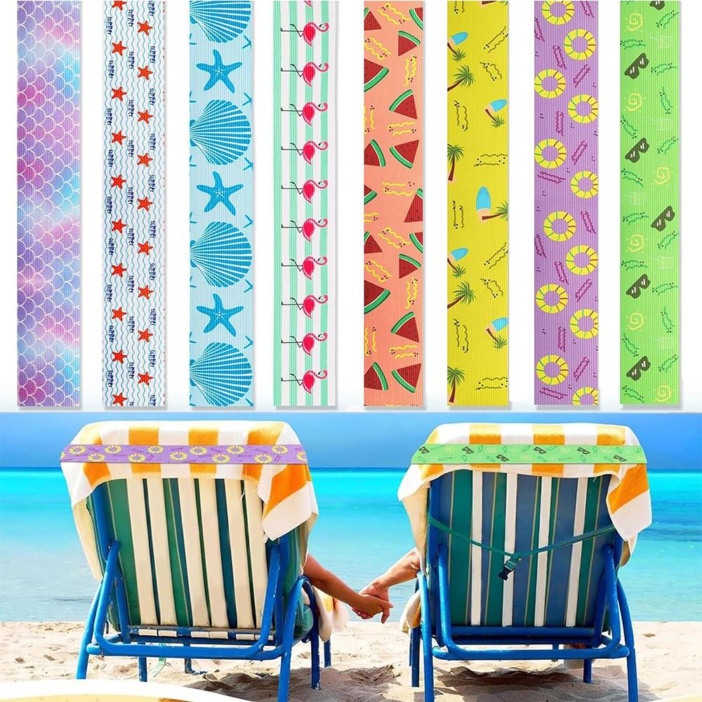 8 PCS Stretchable Latex Towel Bands for Beach Chairs