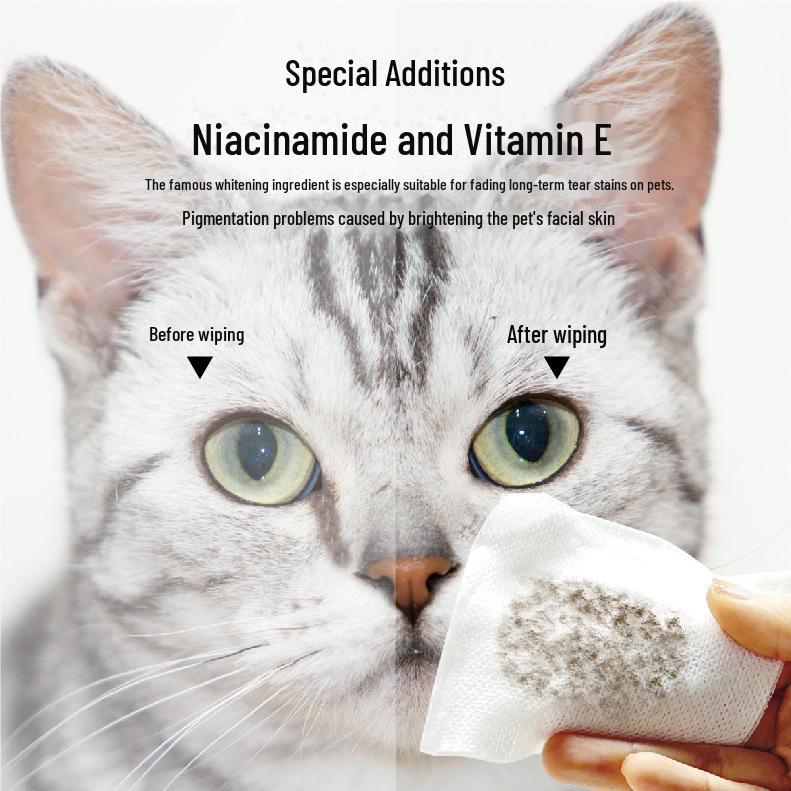EONGOA Pet Facial Cleansing Towels: Remove Tear Stains, Yellow Beard, Black Chin for Dogs & Cats.