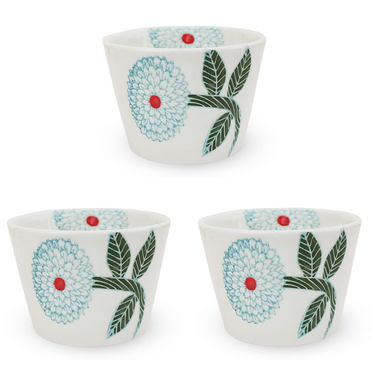 

Set of 3 Premium Dahlia Hasami Made in Japan J-kitchens Teacups, Ware,