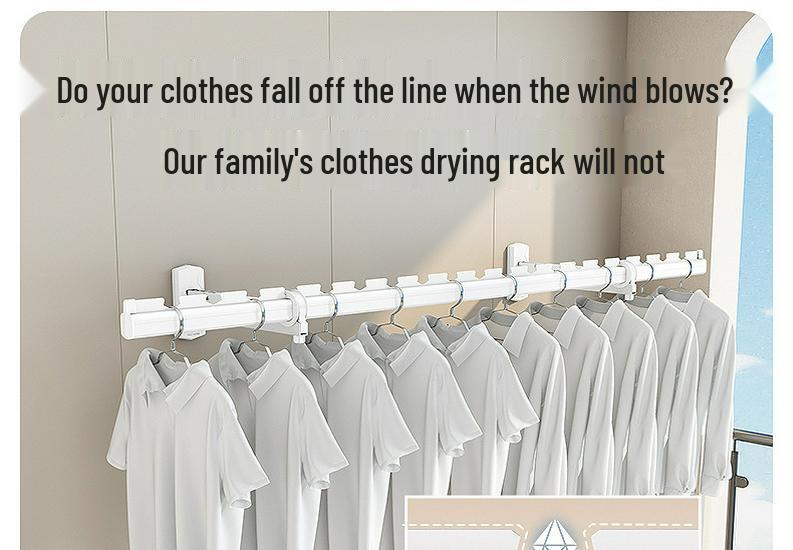 Wall-Mounted Folding Clothes Rack - Invisible, One-Piece Side-Hanging