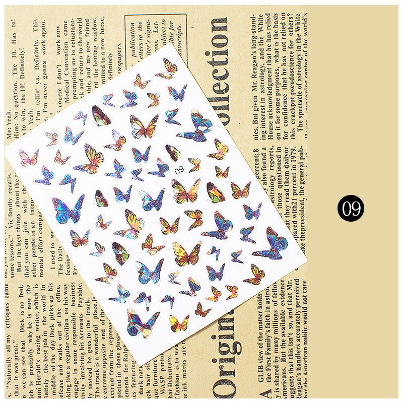 1pc 3D Nail Stickers Spring Summer Natural Flower Leaves Simulation Dried Flower Dragonfly Nail Applique Water Slides Decoration