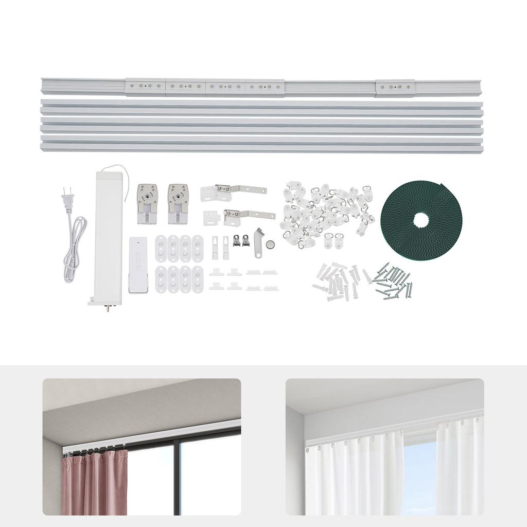 Motorised Curtain Rail w/Remote Control for I&U Rail Curtain Tracks Maximum Load 40kg/88.18Lbs Applicable 2.16-4.2m/7.08-13.78Ft