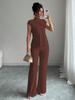 New Women's Casual Solid Color Short Sleeve T-Shirt Set with Track Pants