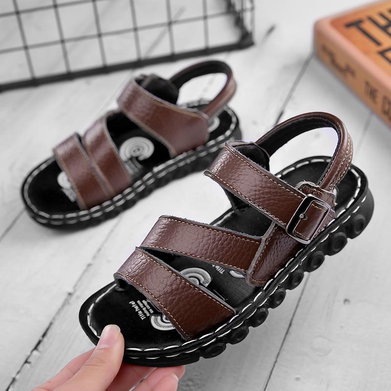 

New Style Summer Children Sandals Fashion Sneakers Lightweight Non-slip Soft Bottom PU Leather Boys Comfortable Shoes 26