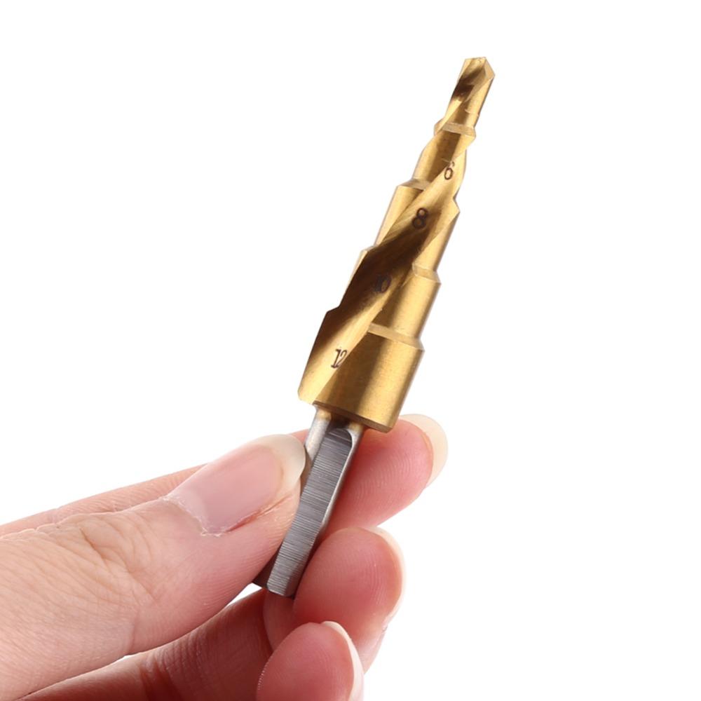 4mm-12mm HSS Step Drill Bit Spiral Flute Step Drill Bits Stepped Cone Drill Bit Drilling Tool