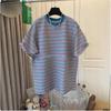 European Plus Size Striped Short Sleeve T-shirt for Women - Versatile Summer Loose Top