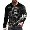 Autumn Winter Men's Christmas Pullover Long Sleeve Top Loose Fit Spring Skeleton Youth Men Round Neck Casual T-shirt
