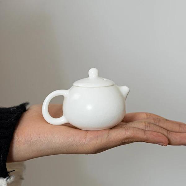 50ML White Ru Kiln, Playing Pot, Thumb Pot, One Person Mini Teapot, Desktop Tea Pet, Tea Art, Tea Ceremony Decoration