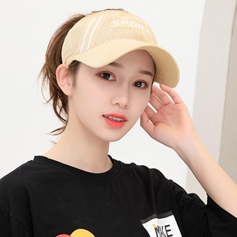 Women's Lightweight Breathable Knitted Ponytail Sun Hat - UV Protection, Topless Design for Sports