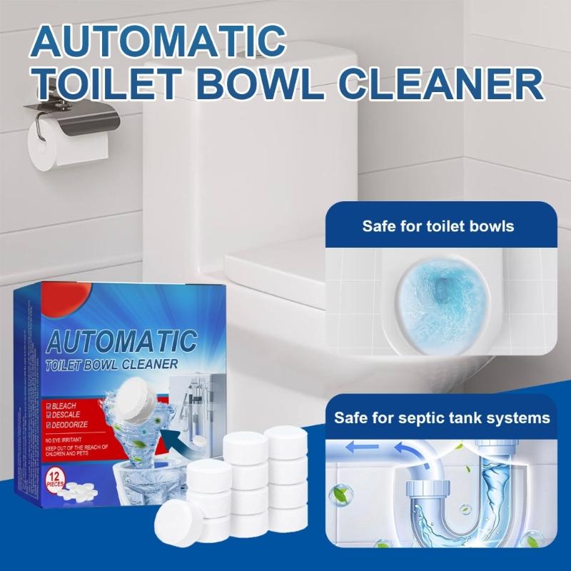 Toilet Cleaner Tablets Automatic Toilet Bowl Cleaner Toilet Tanks Cleaning Compact Pills Gentle Formula Toilet Cleaning