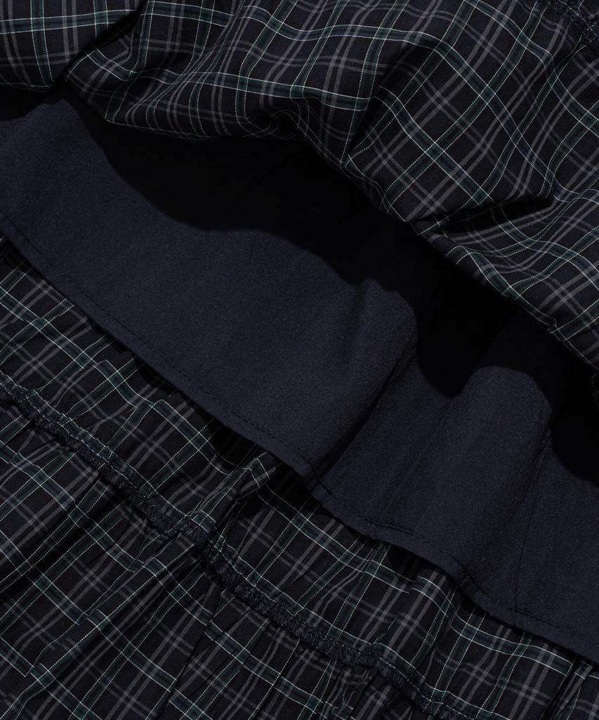 Cargo Bros For Woman Flare Frill Check Long Skirt (Navy)